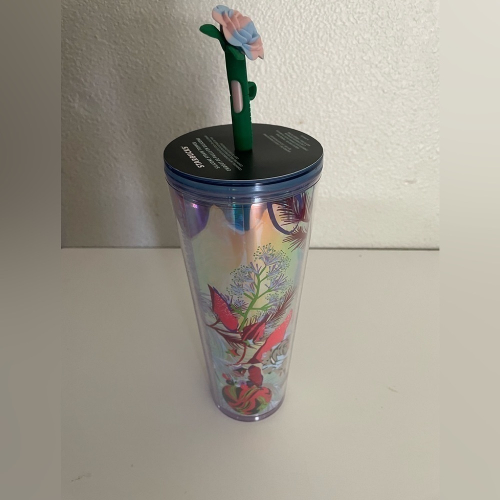 STARBUCKS Rose Straw Topper Christmas holiday 2023 cold cup tumbler 24 oz - Picture 4 of 8